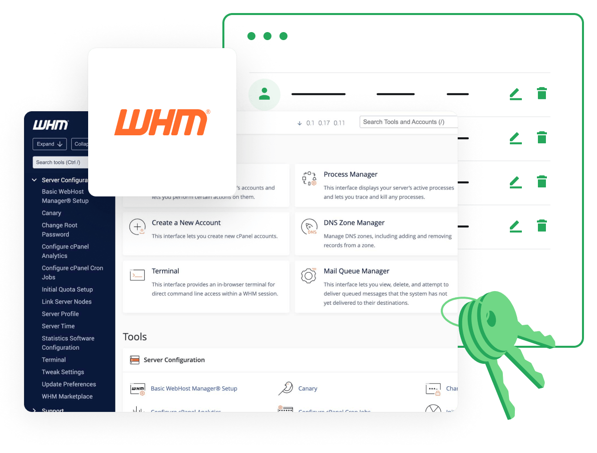 Control customer accounts via WHM control panel